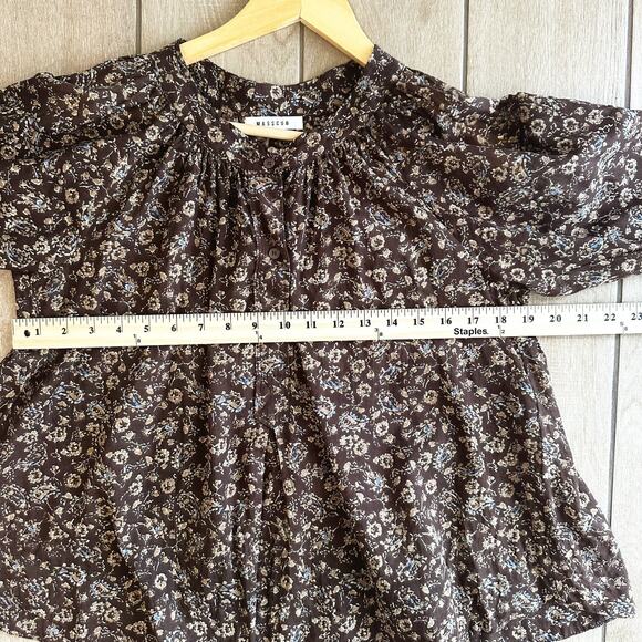 Masscob Womens Rothera Top XS Floral Cotton Cottagecore Boho Peasant Designer - Picture 9 of 10